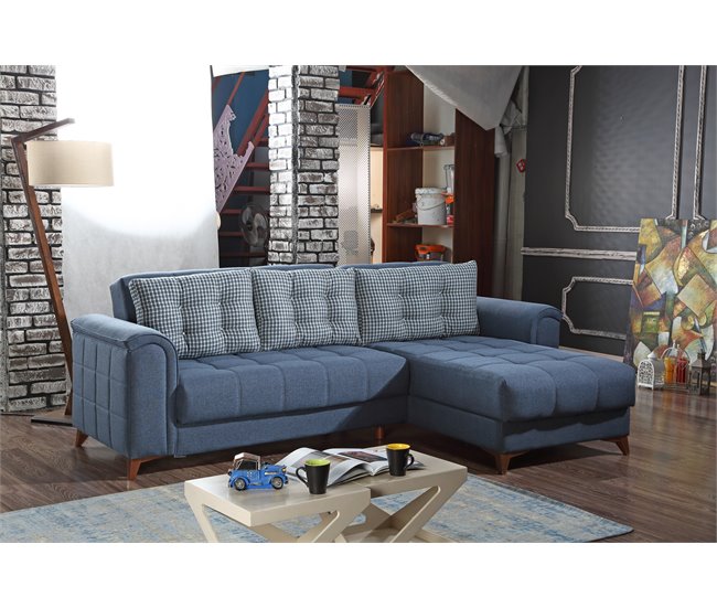 Chaise longue reversible con cama ELZA Azul