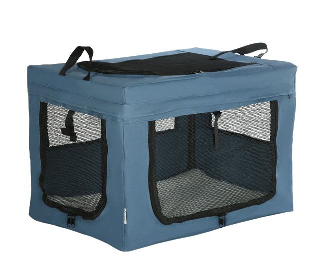 Transportín para Mascotas Acero, Tela Oxford, Malla PawHut Azul