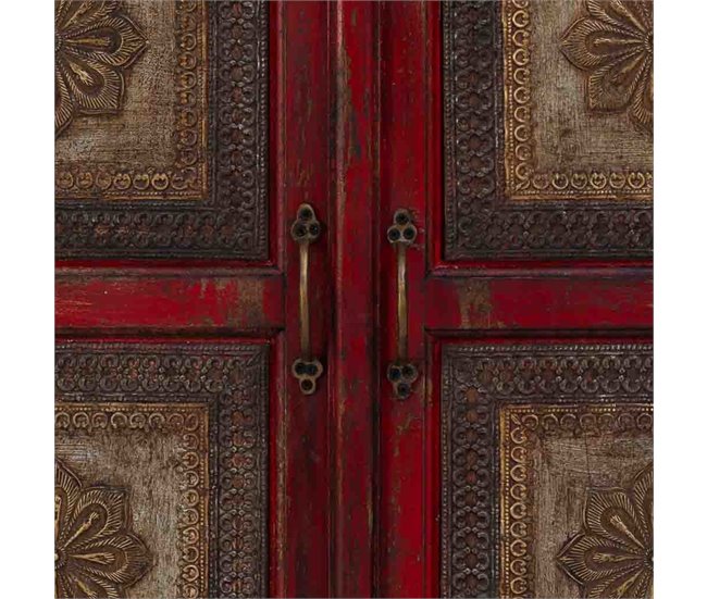 Aparador de madera tallada acabado artesanal Rojo
