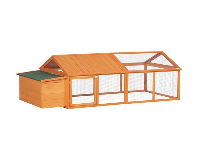 Gallinero de Exterior Madera de Abeto, Metal PawHut Naranja