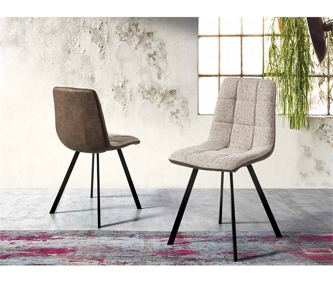 Set 4 sillas de comedor ecopiel tela WAYNE Beige