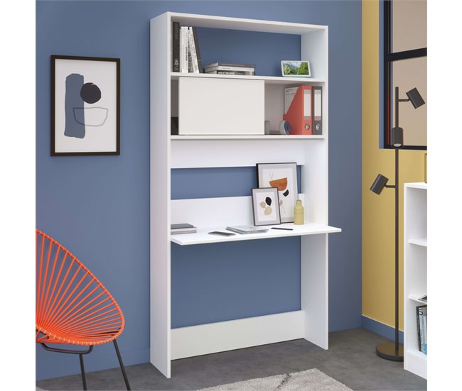 Escritorio Oficina Que con Estantería Blanco