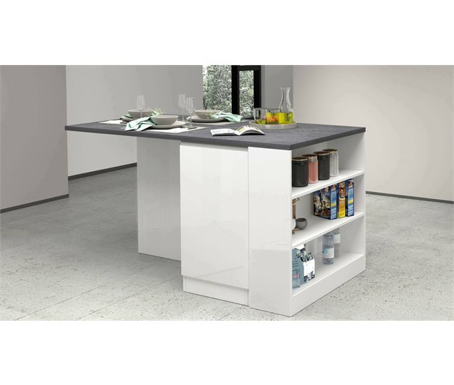 Cozinha de ilha com efeito de madeira 160 Blanco