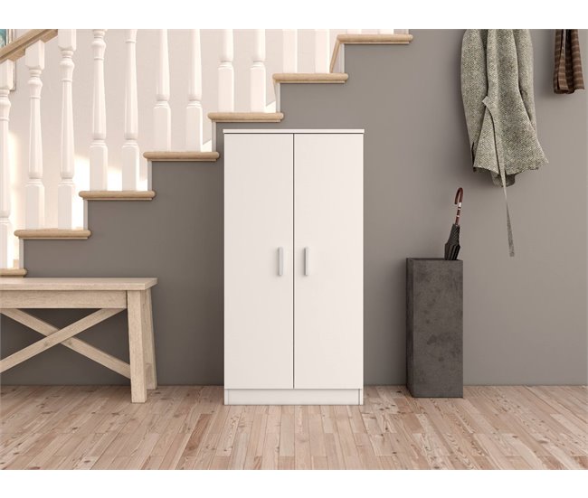 Armario multiusos 2 puertas efecto madera 55 Blanco