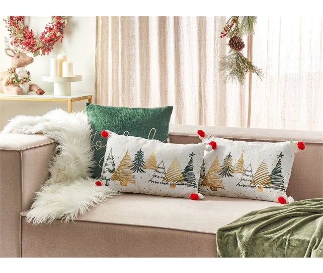 Beliani Cojín decorativo ANREDERA Blanco