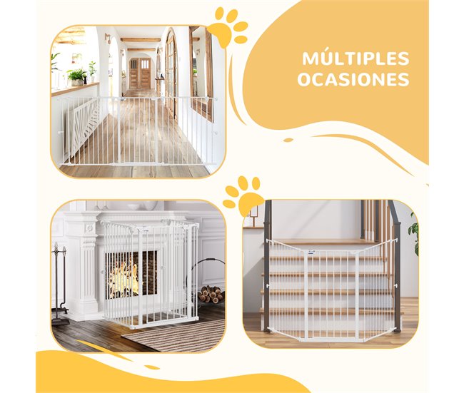 Barrera para Perros Acero, Plástico PawHut Blanco