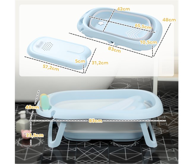 Bañera para Bebés PP, TPE AIYAPLAY Azul