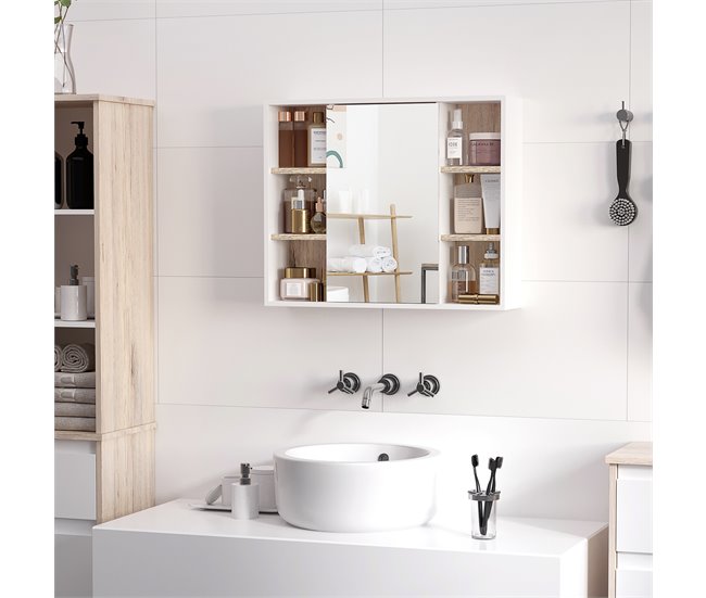 Armario Espejo MDF, Tablero de partículas HOMCOM, hogar - baño 60 Multicolor