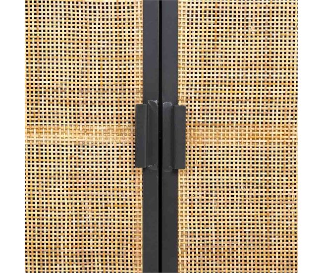 Aparador de metal y madera 2 puertas, Negro