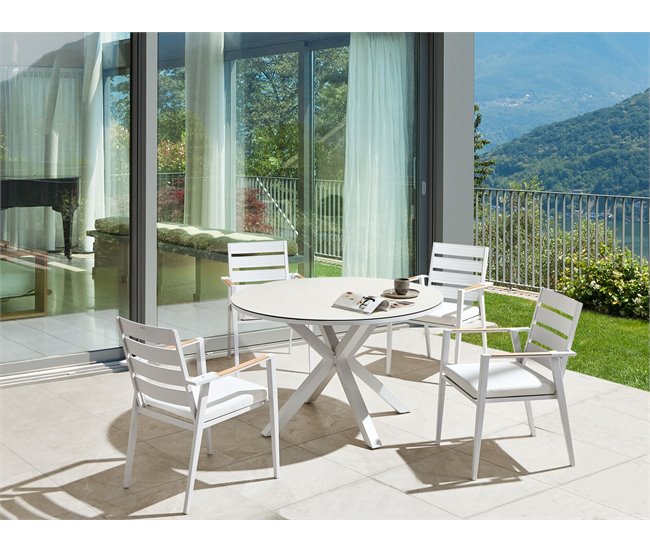 Beliani Mesa redonda MALETTO 120x120 Blanco/ Gris