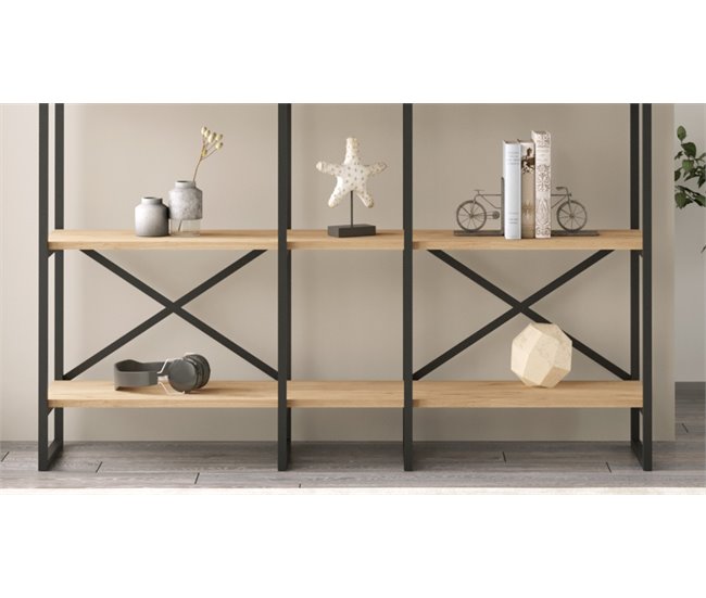 Estantería MILENA estructura metal Negro/ Madera