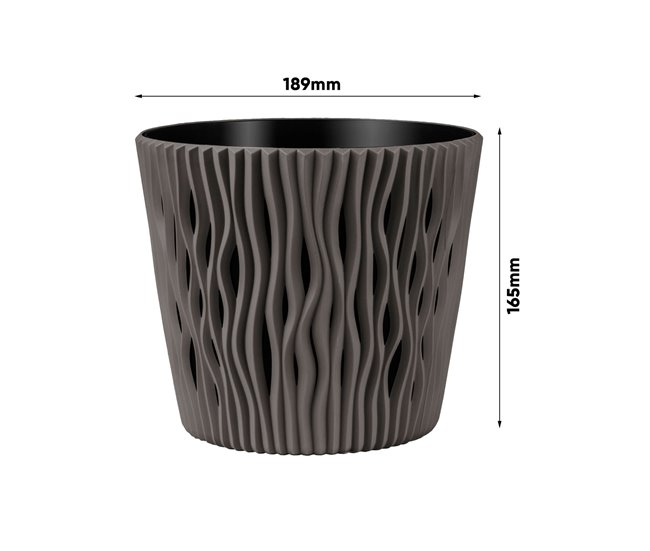 2x Maceta redonda de plastico Sandy Round Crema