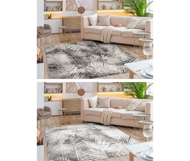 Alfombra MATEO 8035/944 Moderna hojas de palma estructural 180x270 Gris