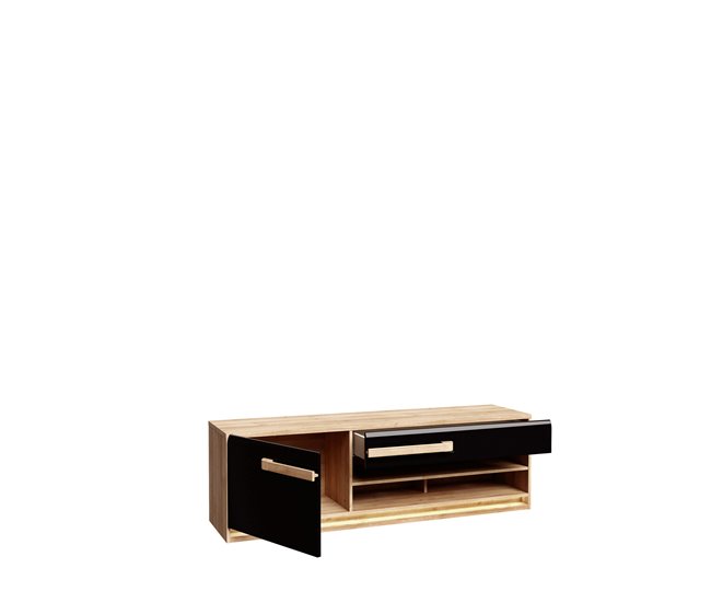 Mueble tv 1 puerta 1 cajón MONTREAL  Negro/ Madera