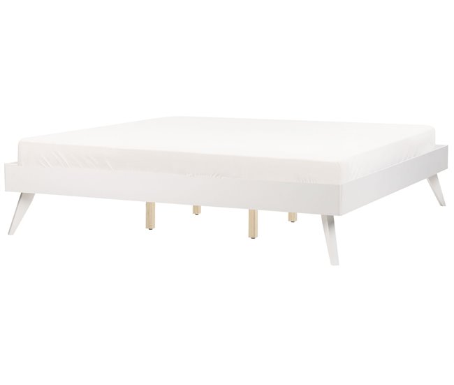 Beliani Cama con somier MDF BERRIC 187x202 Blanco
