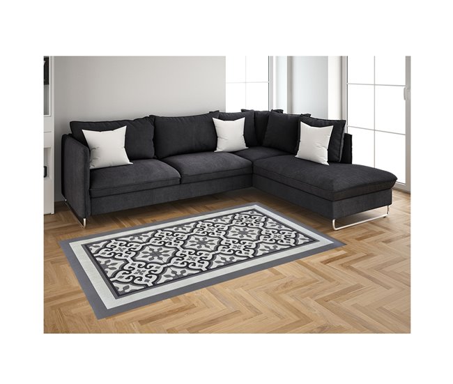 Acomoda Textil – Alfombra Vinílica Hidráulica para Hogar. 80x140 Gris