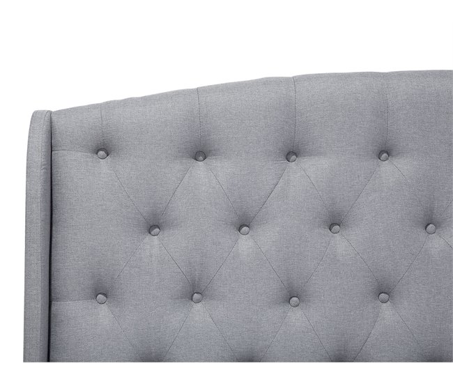 Beliani Cama con somier Poliéster BORDEAUX 221x169 Gris Claro