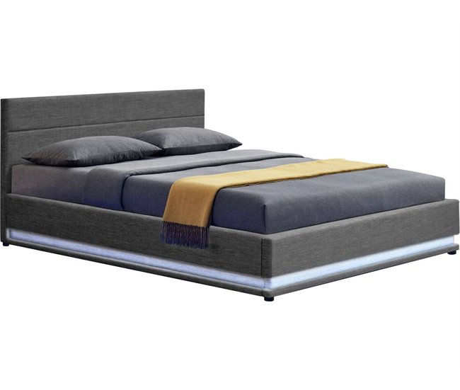 Cama con LED 180x200 Gris Oscuro