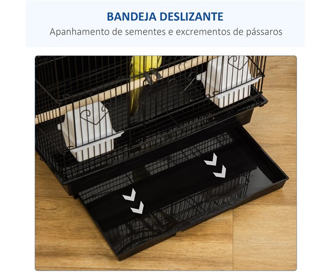 Jaula para Pájaros Acero, PP, Madera Mixta PawHut Negro