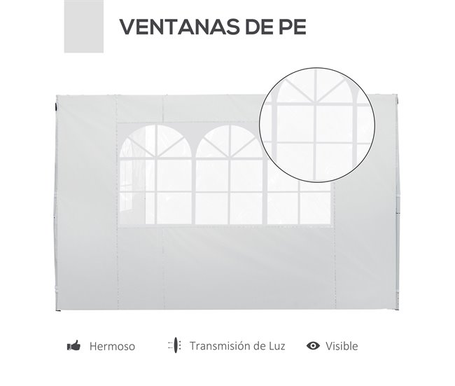 2 Paredes Parte Laterales Tela Oxford Outsunny 295x200 Blanco