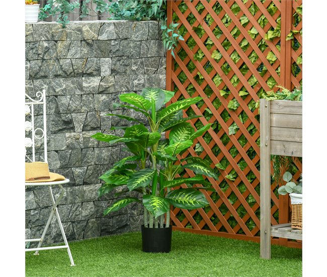 Planta Artificial PEVA, PE, Acero, Cemento HOMCOM Verde