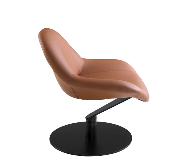 Sillón giratorio tapizado en polipiel y acero Marron