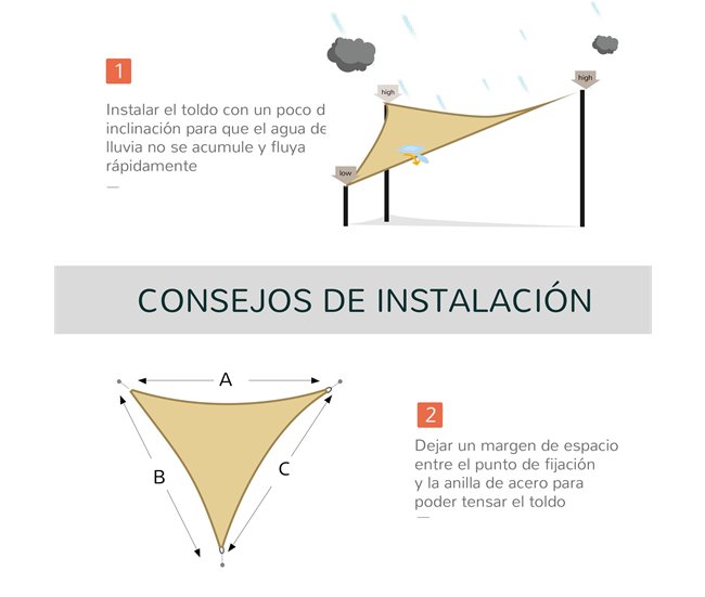 Toldo Vela Triangular PE Outsunny 300x300 Marron