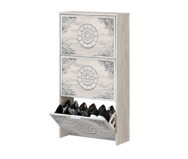 Zapatero con 3 trampones ATHENAS Blanco/ Madera