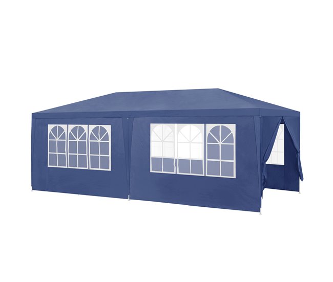 Carpa Pabellón para jardín Wedau metal 600x300 Azul