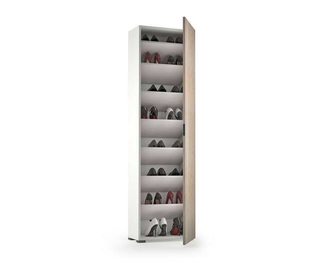 Armario multiusos 1 puerta efecto madera Blanco