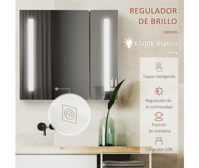 Armario con Espejo MDF, Vidrio kleankin, hogar - baño Marron