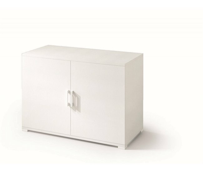 Armario multiusos 2 puertas efecto madera 90 Blanco