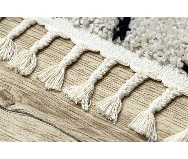Alfombra BERBER TETUAN B751 zigzag Franjas Bereber Marroquí Shag 120x170 Crema