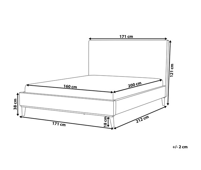 Beliani Cama con somier Terciopelo BAYONNE 171x212 Blanco/ Beige