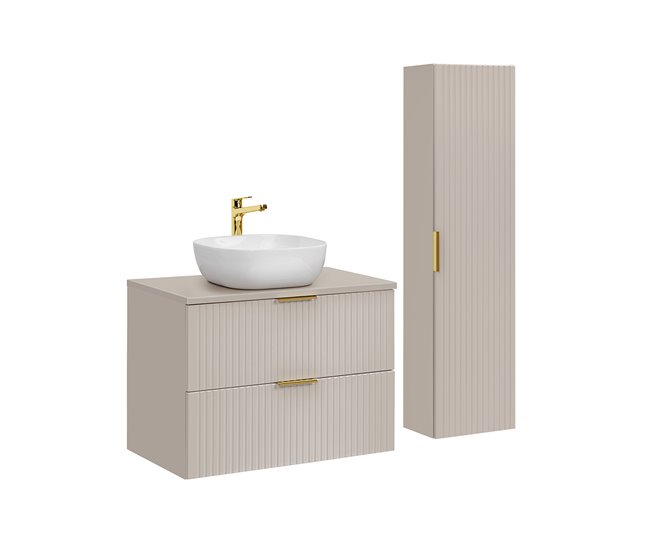 Conjunto mueble lavabo individual y columna Adriel Beige