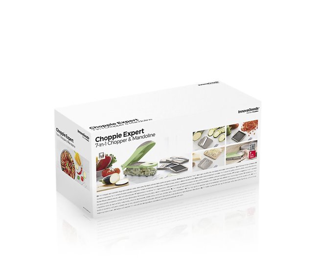 Cortador de Verduras, Rallador y Mandolina con Recetas y Accesorios 7 en 1 Gris