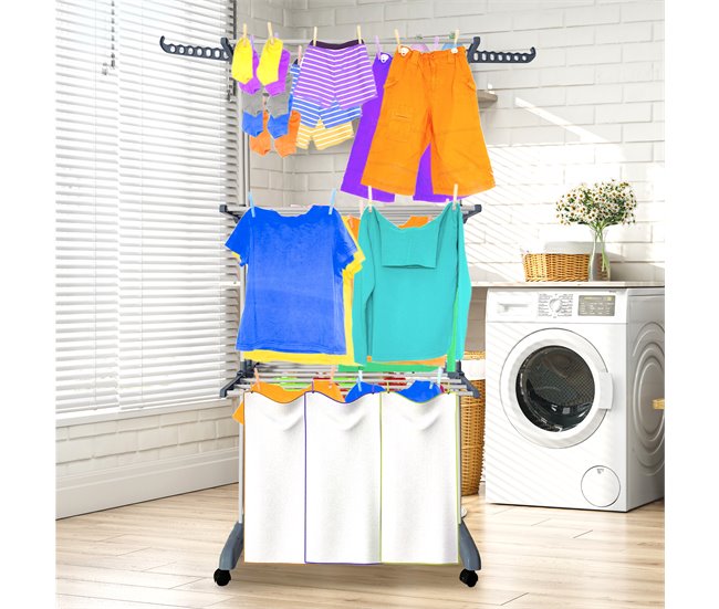 Tendedero XXL Plegable 3 Niveles Gris