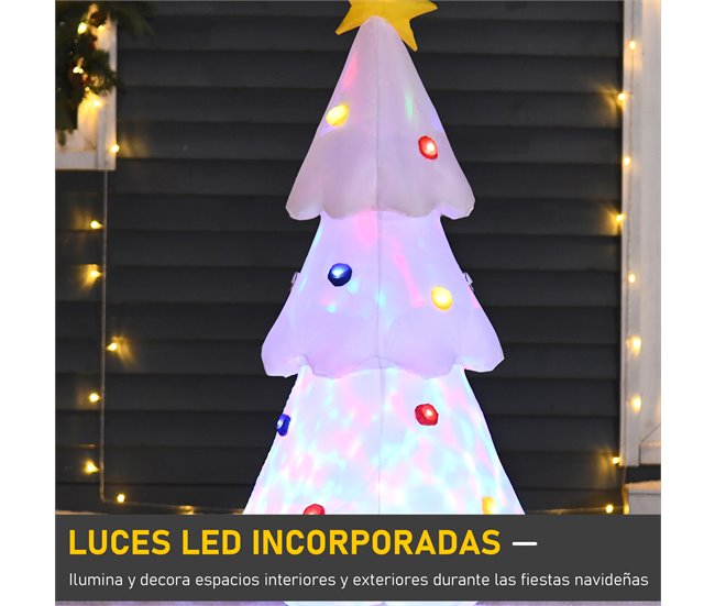Árbol de Navidad Inflable Poliéster HOMCOM Blanco
