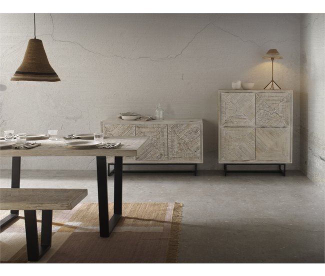 Aparador Alto 4 Puertas Blanco/ Beige