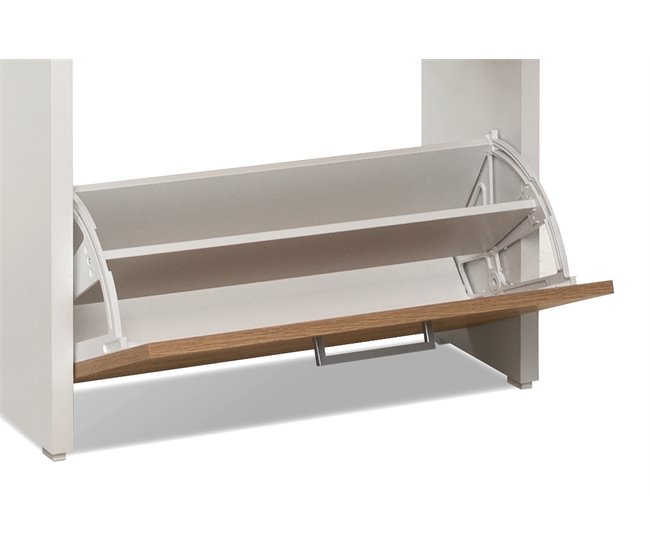 Zapatero con 3 trampones FULDA Blanco/ Madera