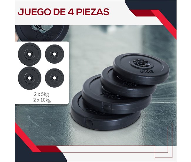 4 Discos de Pesas Plástico, Arena, Cemento HOMCOM Negro