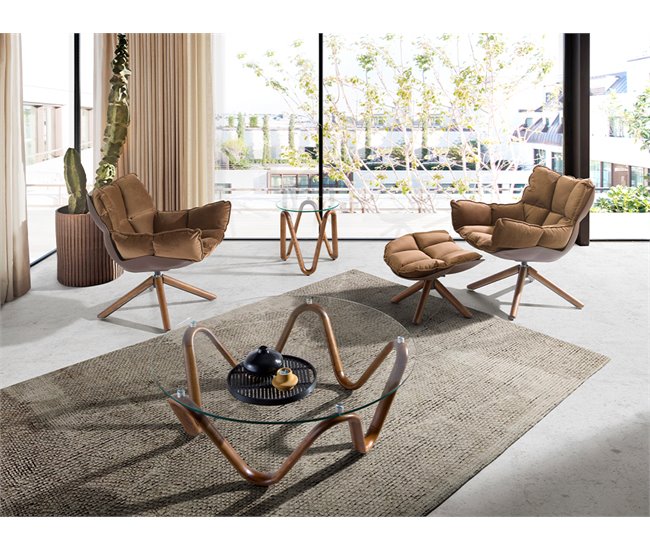 ANGEL CERDA Ottoman terciopelo marrón Nogal