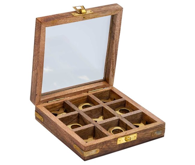 3 el línea con caja de madera Marron