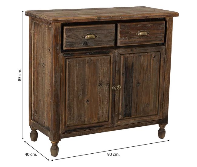 Aparador de madera, 2 puertas, 2 cajones Marron