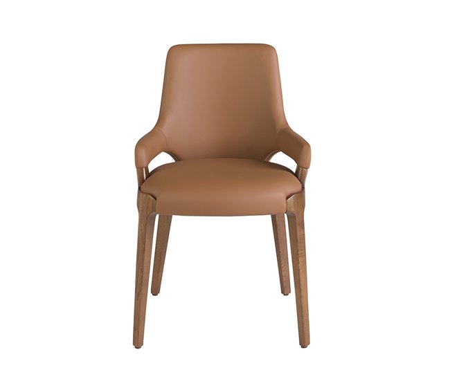 ANGEL CERDA Silla polipiel marrón Nogal