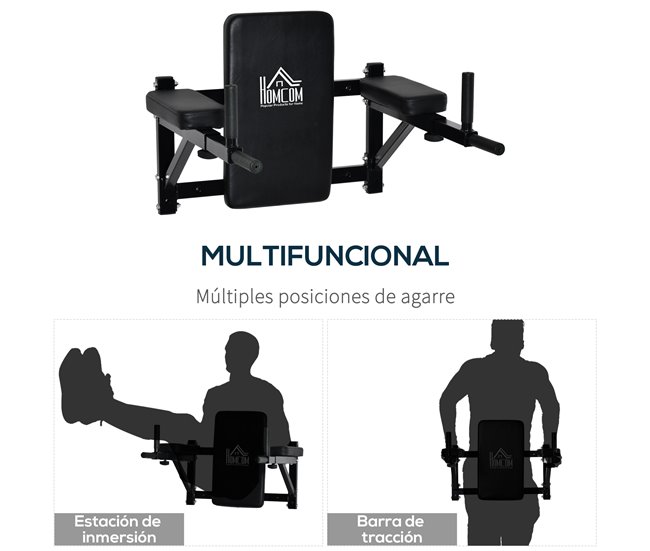 Barra de Dominada Acero, PVC, Espuma HOMCOM Negro