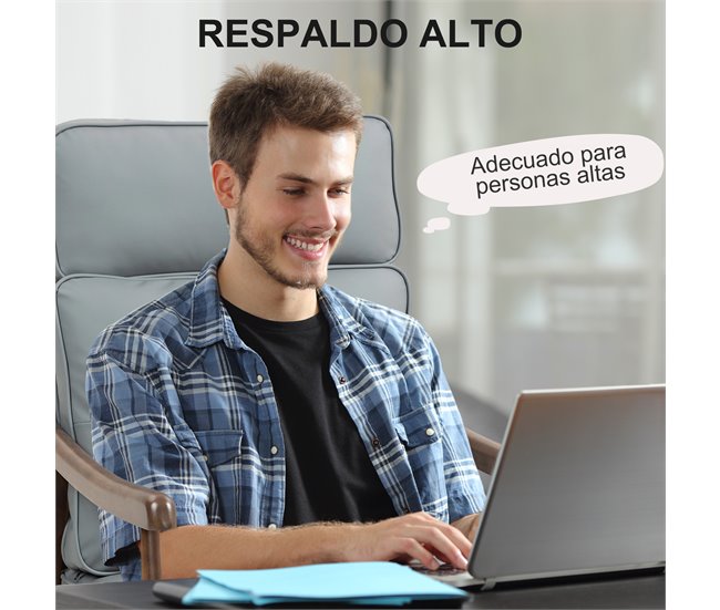 Butaca de Salón PU, Madera de Caucho HOMCOM Gris