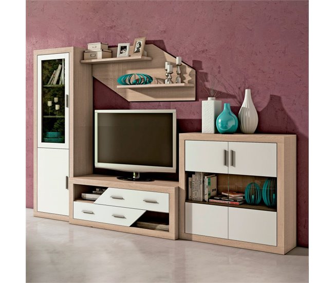 Vitrina Nuka 2 puertas 60 Natural/ Blanco