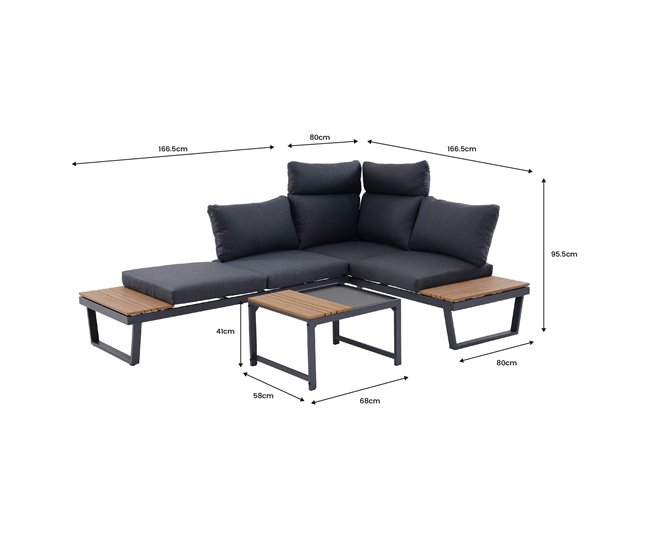 Set de jardín CORNER color antracita Gris Oscuro