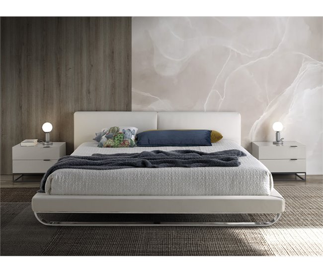 Mesita de noche madera gris y acero negro Gris/ Madera